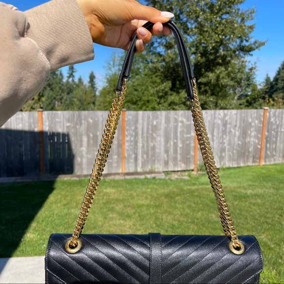 Authentic YSL LARGE ENVELOPE CHAIN BAG in Black - Picture 10 of 14